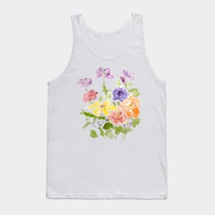 marigold verbena and petunia ink and watercolor Tank Top